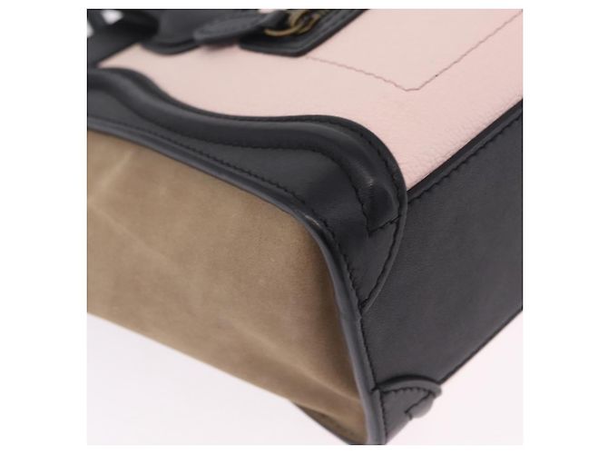 Céline Borsa a mano CELINE Luggage Nano Shopper in pelle 2way Rosa Tono Oro Auth ka6469V - vista 16