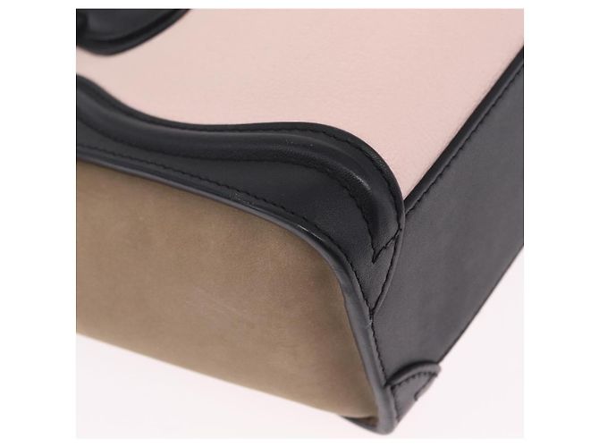 Céline Borsa a mano CELINE Luggage Nano Shopper in pelle 2way Rosa Tono Oro Auth ka6469V - vista 18