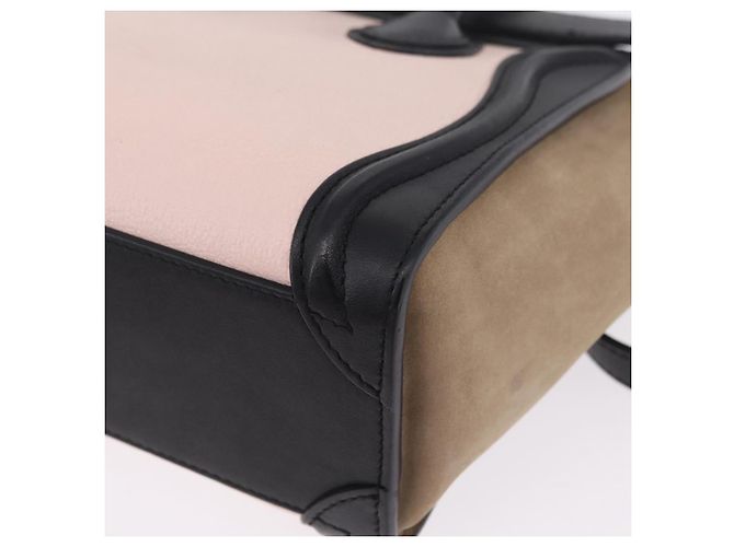 Céline Borsa a mano CELINE Luggage Nano Shopper in pelle 2way Rosa Tono Oro Auth ka6469V - vista 19