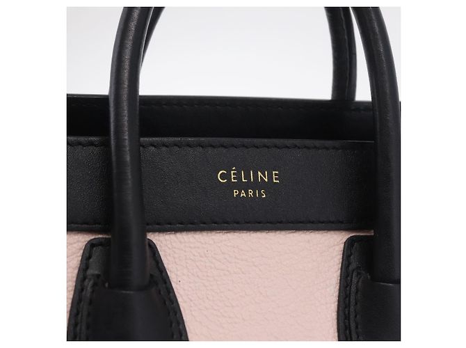 Céline Borsa a mano CELINE Luggage Nano Shopper in pelle 2way Rosa Tono Oro Auth ka6469V - vista 20