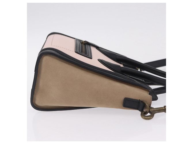 Céline Borsa a mano CELINE Luggage Nano Shopper in pelle 2way Rosa Tono Oro Auth ka6469V - vista 3