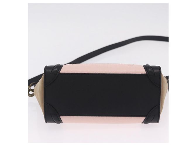 Céline Borsa a mano CELINE Luggage Nano Shopper in pelle 2way Rosa Tono Oro Auth ka6469V - vista 5