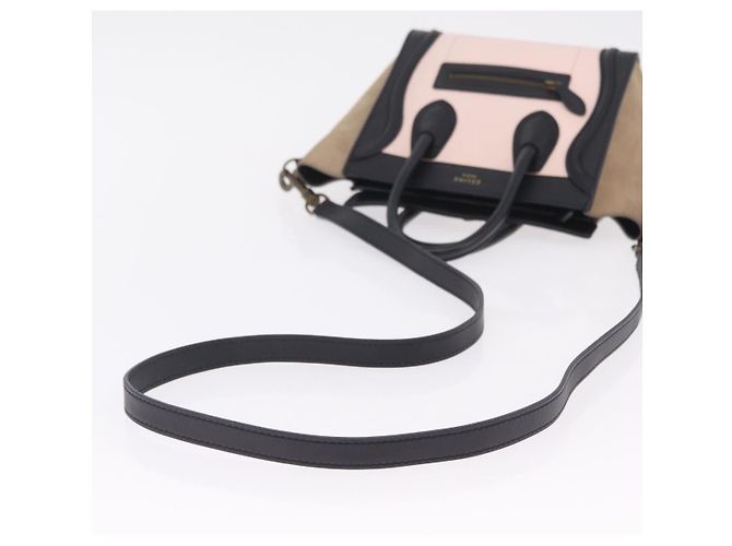 Céline Borsa a mano CELINE Luggage Nano Shopper in pelle 2way Rosa Tono Oro Auth ka6469V - vista 8