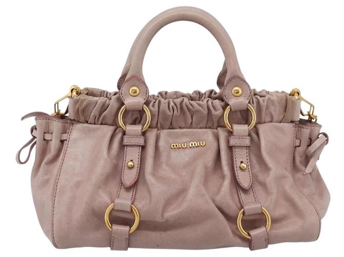 Miu Miu Vitellolux Handtasche Leder 2way Rosa Goldfarben Auth 206664V Pink - Ansicht 13
