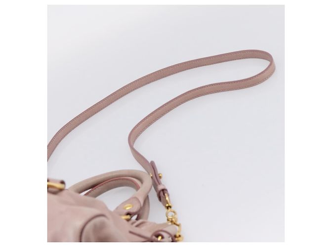 Miu Miu Vitellolux Handtasche Leder 2way Rosa Goldfarben Auth 206664V Pink - Ansicht 14