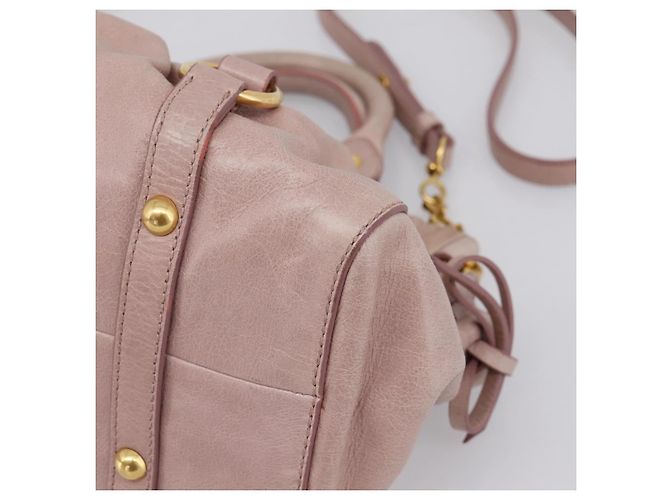 Miu Miu Vitellolux Handtasche Leder 2way Rosa Goldfarben Auth 206664V Pink - Ansicht 15
