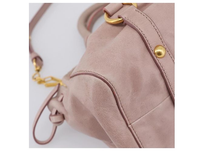 Miu Miu Vitellolux Handtasche Leder 2way Rosa Goldfarben Auth 206664V Pink - Ansicht 16