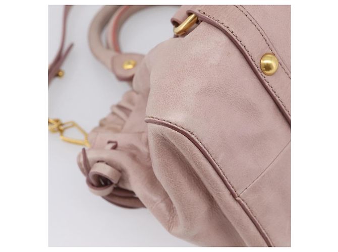 Miu Miu Vitellolux Handtasche Leder 2way Rosa Goldfarben Auth 206664V Pink - Ansicht 18