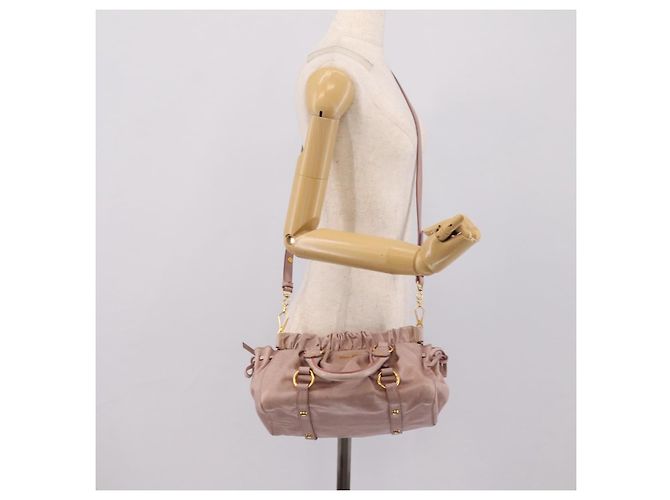 Miu Miu Vitellolux Handtasche Leder 2way Rosa Goldfarben Auth 206664V Pink - Ansicht 23