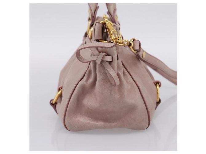 Miu Miu Vitellolux Handtasche Leder 2way Rosa Goldfarben Auth 206664V Pink - Ansicht 3