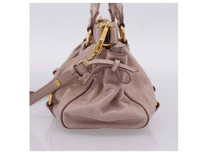 Miu Miu Vitellolux Handtasche Leder 2way Rosa Goldfarben Auth 206664V Pink - Ansicht 4