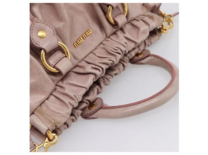 Miu Miu Vitellolux Handtasche Leder 2way Rosa Goldfarben Auth 206664V Pink - Ansicht 6