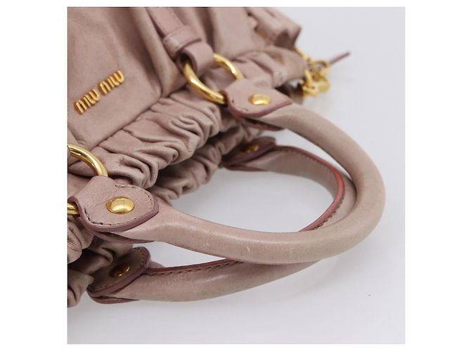 Miu Miu Vitellolux Handtasche Leder 2way Rosa Goldfarben Auth 206664V Pink - Ansicht 7