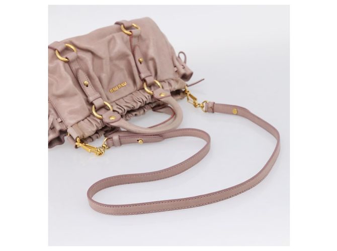 Miu Miu Vitellolux Handtasche Leder 2way Rosa Goldfarben Auth 206664V Pink - Ansicht 9