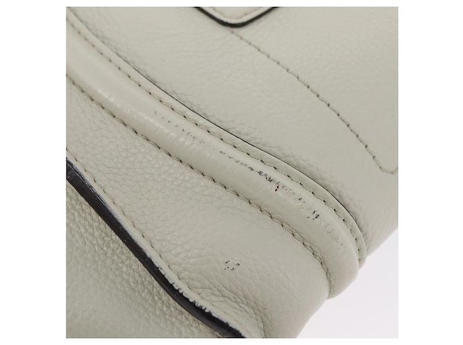 Céline CELINE Luggage Mini Shopper Hand Bag Leather Ivory Silver Auth LN052V Argento Crudo - vista 10