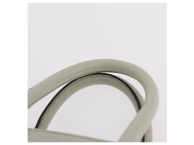 Céline CELINE Luggage Mini Shopper Hand Bag Leather Ivory Silver Auth LN052V Argento Crudo - vista 14