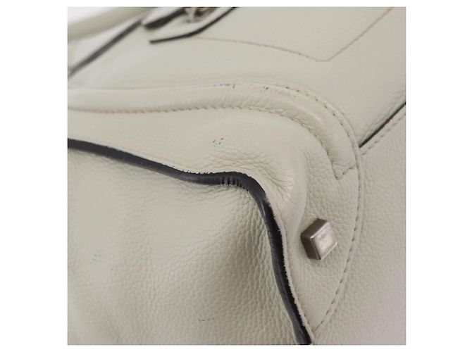 Céline CELINE Luggage Mini Shopper Hand Bag Leather Ivory Silver Auth LN052V Argento Crudo - vista 15