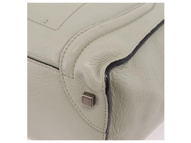 Céline CELINE Luggage Mini Shopper Hand Bag Leather Ivory Silver Auth LN052V Argento Crudo - vista 16