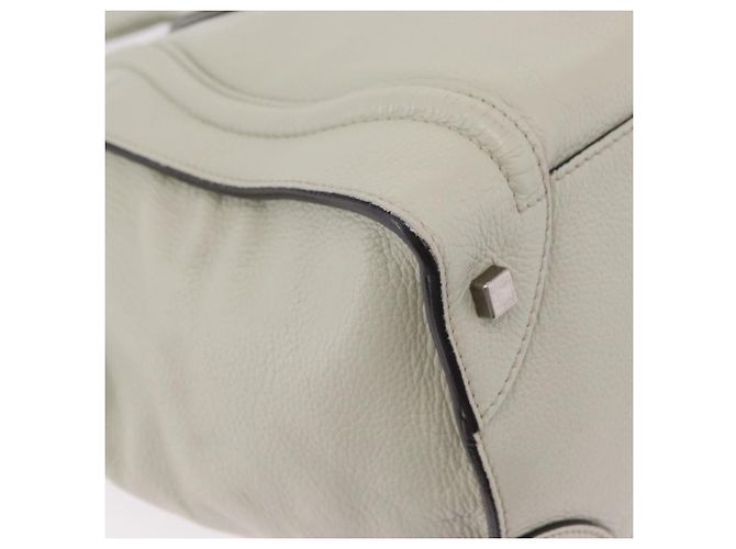 Céline CELINE Luggage Mini Shopper Hand Bag Leather Ivory Silver Auth LN052V Argento Crudo - vista 17