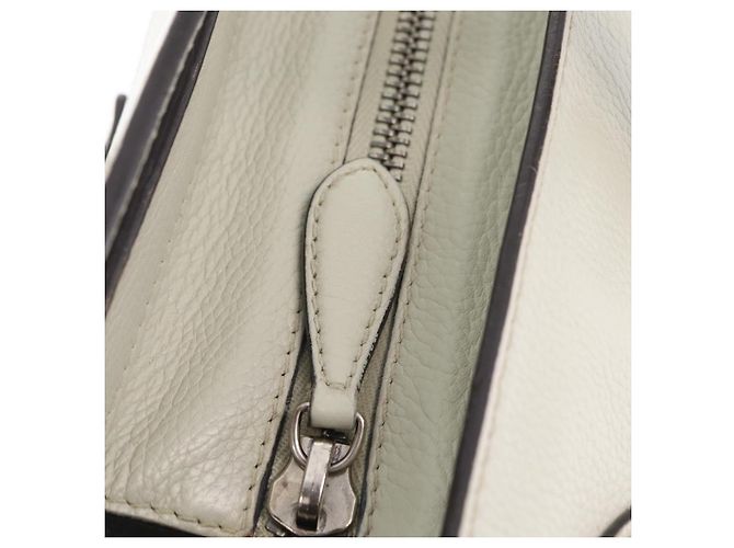 Céline CELINE Luggage Mini Shopper Hand Bag Leather Ivory Silver Auth LN052V Argento Crudo - vista 20