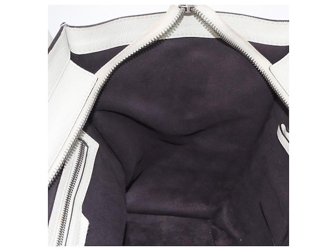 Céline CELINE Luggage Mini Shopper Hand Bag Leather Ivory Silver Auth LN052V Argento Crudo - vista 22