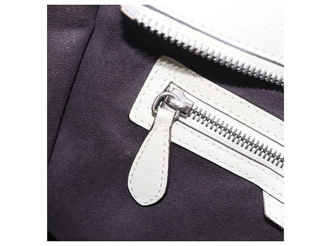 Céline CELINE Luggage Mini Shopper Hand Bag Leather Ivory Silver Auth LN052V Argento Crudo - vista 24