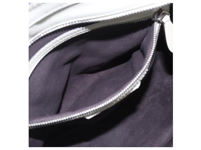 Céline CELINE Luggage Mini Shopper Hand Bag Leather Ivory Silver Auth LN052V Argento Crudo - vista 25