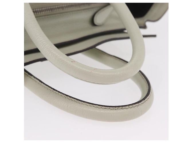 Céline CELINE Luggage Mini Shopper Hand Bag Leather Ivory Silver Auth LN052V Argento Crudo - vista 7