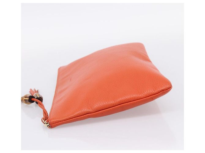 Borsa Clutch GUCCI in Pelle Outlet Orange Gold 449653 Auth ep16394A - vista 3