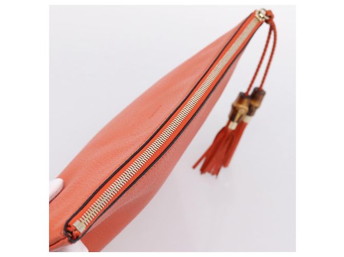 Borsa Clutch GUCCI in Pelle Outlet Orange Gold 449653 Auth ep16394A - vista 5
