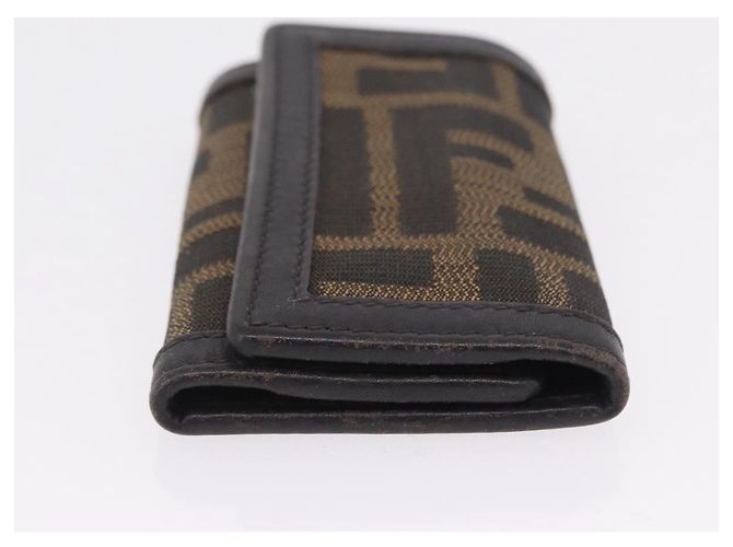 FENDI Zucca Canvas Folding Umbrella Key Case Nylon 2 Set Black Auth ar14318 Castaño Negro - vista 14