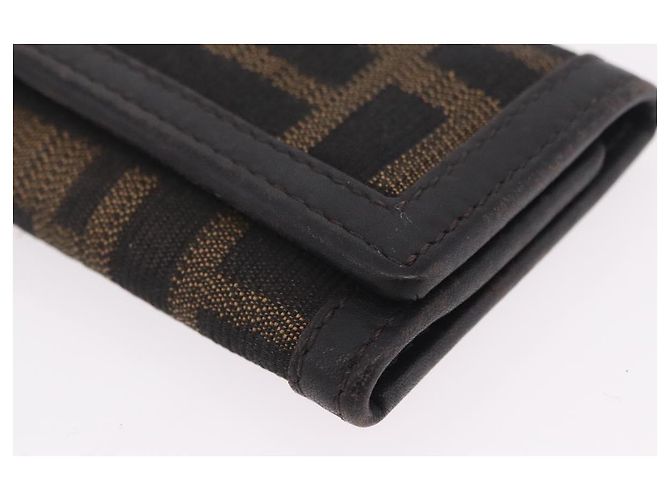 FENDI Zucca Canvas Folding Umbrella Key Case Nylon 2 Set Black Auth ar14318 Castaño Negro - vista 15