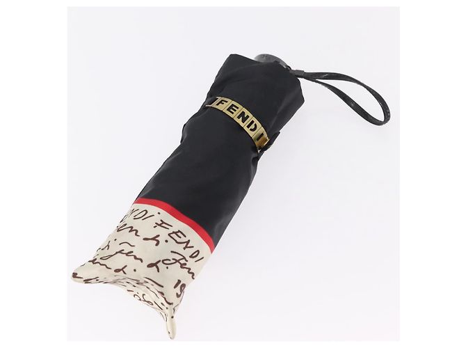 FENDI Zucca Canvas Folding Umbrella Key Case Nylon 2 Set Black Auth ar14318 Castaño Negro - vista 18