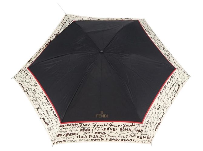 FENDI Zucca Canvas Folding Umbrella Key Case Nylon 2 Set Black Auth ar14318 Castaño Negro - vista 2