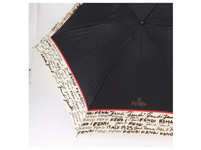 FENDI Zucca Canvas Folding Umbrella Key Case Nylon 2 Set Black Auth ar14318 Castaño Negro - vista 5