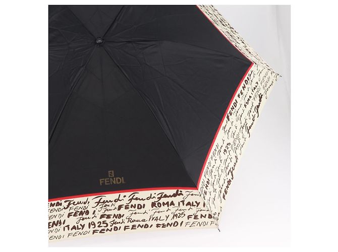 FENDI Zucca Canvas Folding Umbrella Key Case Nylon 2 Set Black Auth ar14318 Castaño Negro - vista 6