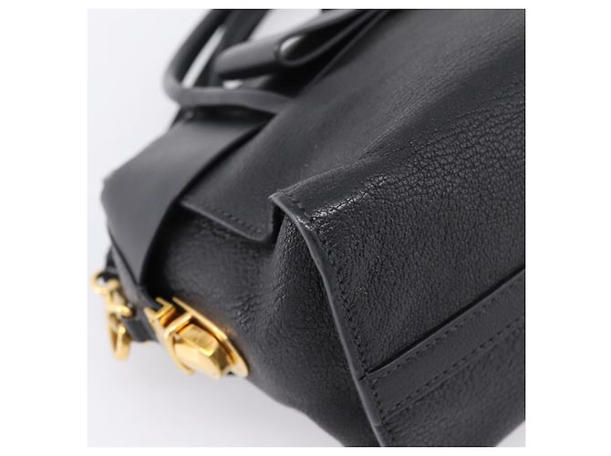 Borsa a mano Miu Miu con fiocco frontale in pelle 2way Black Gold Auth am12684V Nero D'oro - vista 16