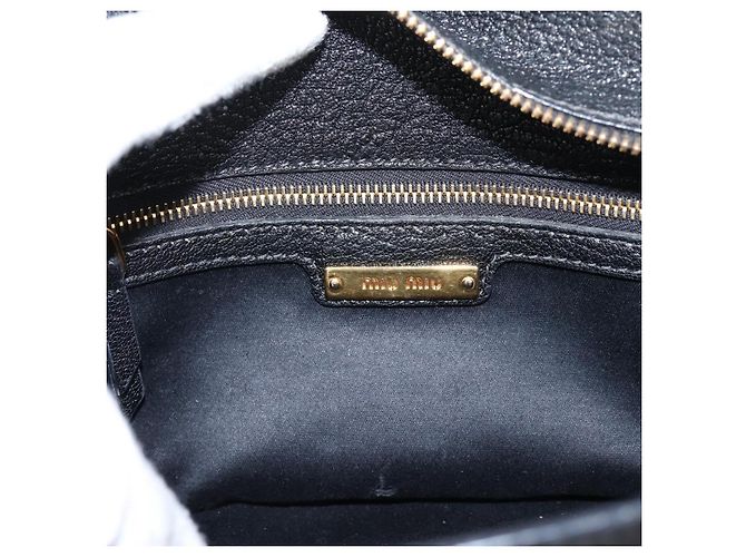 Borsa a mano Miu Miu con fiocco frontale in pelle 2way Black Gold Auth am12684V Nero D'oro - vista 21