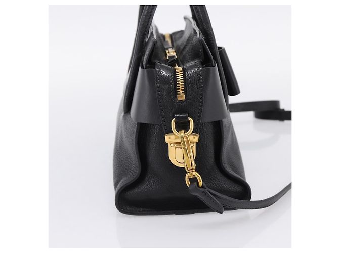Borsa a mano Miu Miu con fiocco frontale in pelle 2way Black Gold Auth am12684V Nero D'oro - vista 3
