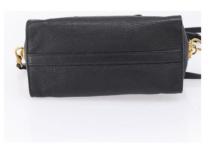 Borsa a mano Miu Miu con fiocco frontale in pelle 2way Black Gold Auth am12684V Nero D'oro - vista 5