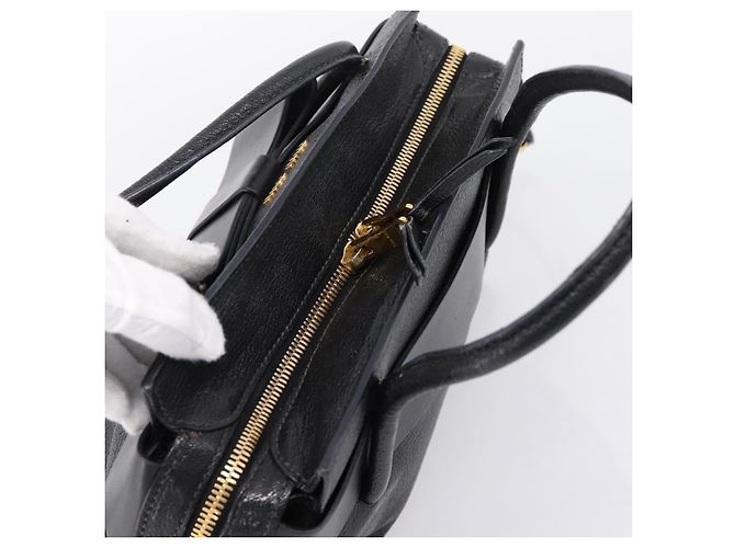 Borsa a mano Miu Miu con fiocco frontale in pelle 2way Black Gold Auth am12684V Nero D'oro - vista 6