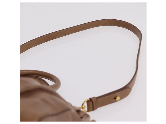 Bolsa de mão Miu Miu em couro 2way Bege Dourado Auth 167654SAM - vista 15