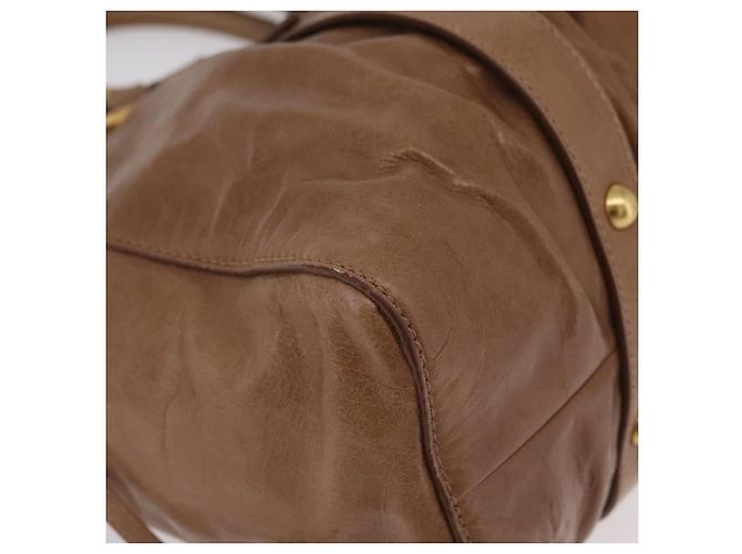 Bolsa de mão Miu Miu em couro 2way Bege Dourado Auth 167654SAM - vista 16