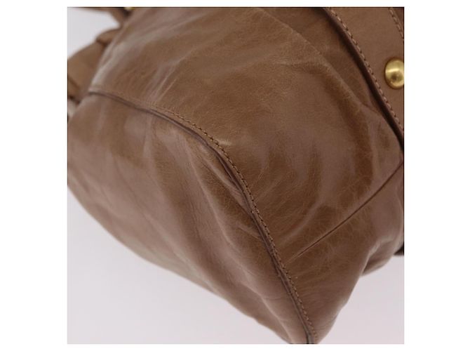 Bolsa de mão Miu Miu em couro 2way Bege Dourado Auth 167654SAM - vista 18