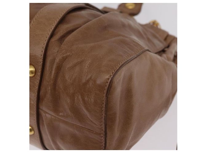 Bolsa de mão Miu Miu em couro 2way Bege Dourado Auth 167654SAM - vista 19