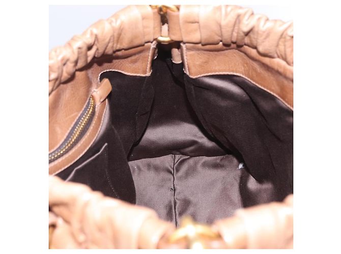 Bolsa de mão Miu Miu em couro 2way Bege Dourado Auth 167654SAM - vista 23