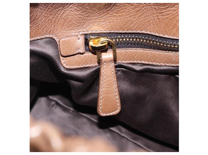Bolsa de mão Miu Miu em couro 2way Bege Dourado Auth 167654SAM - vista 25