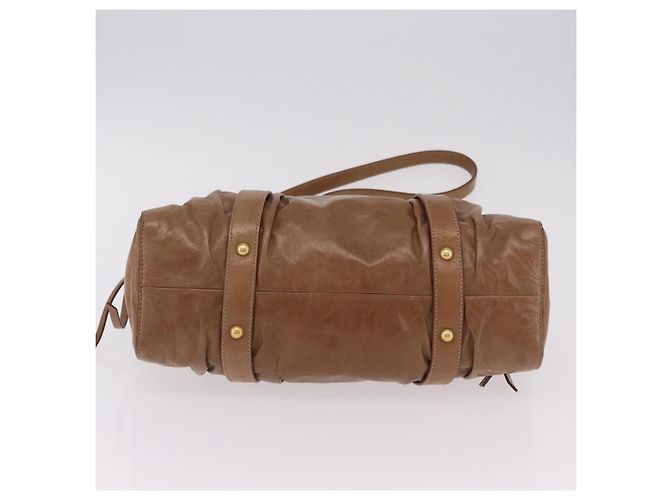 Bolsa de mão Miu Miu em couro 2way Bege Dourado Auth 167654SAM - vista 5