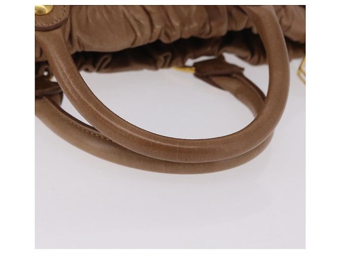 Bolsa de mão Miu Miu em couro 2way Bege Dourado Auth 167654SAM - vista 7