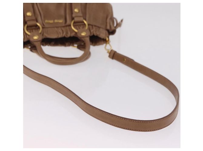 Bolsa de mão Miu Miu em couro 2way Bege Dourado Auth 167654SAM - vista 8